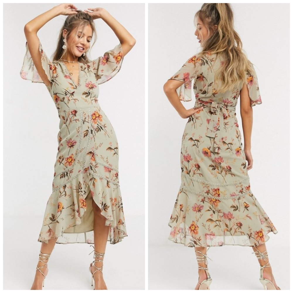NWT Hope & Ivy Green Floral Maxi Dress